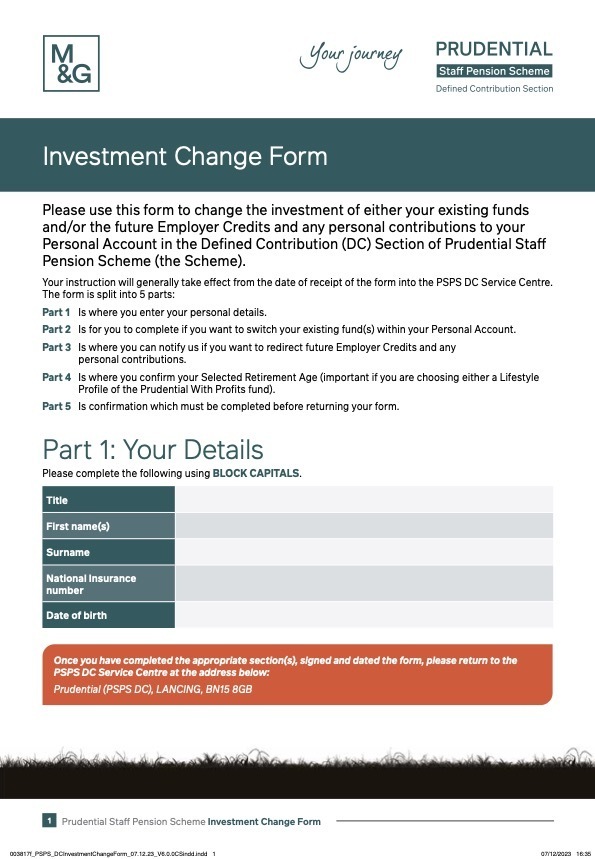 Investment Change Form image